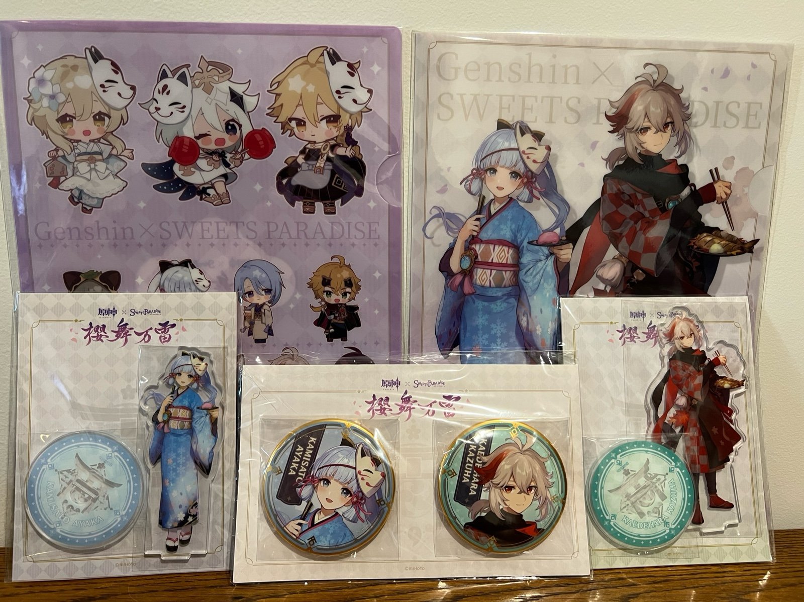 Genshin Impact × Sweets Paradise Kazuha & Ayaka Acrylic Stands, Pinback Buttons