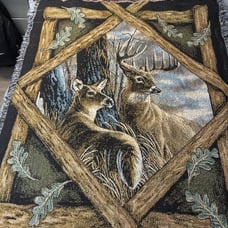 Vintage Buck Deer Throw Blanket 47x59 blanketTapestry Outdoor Wildlife