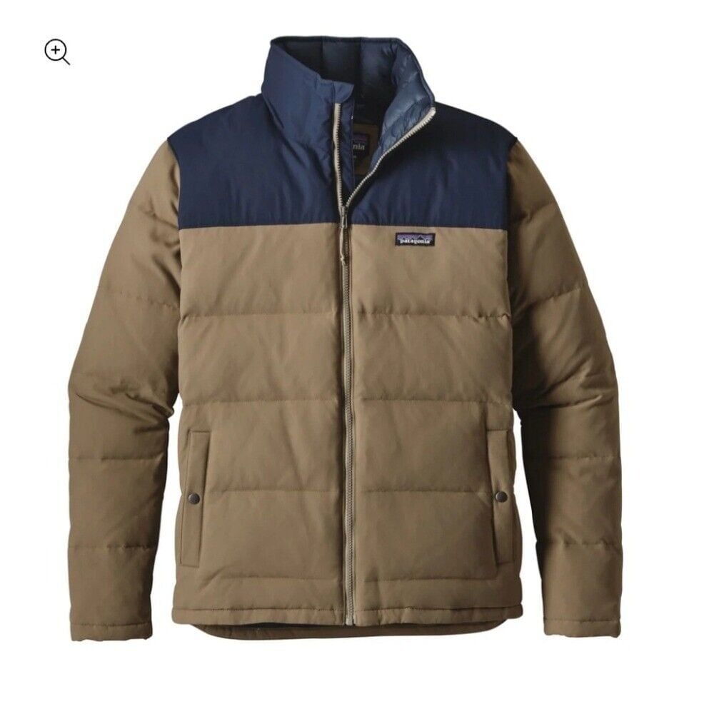 Patagonia Bivy Down Puffer Jacket Blue/Tan Mens Size XL