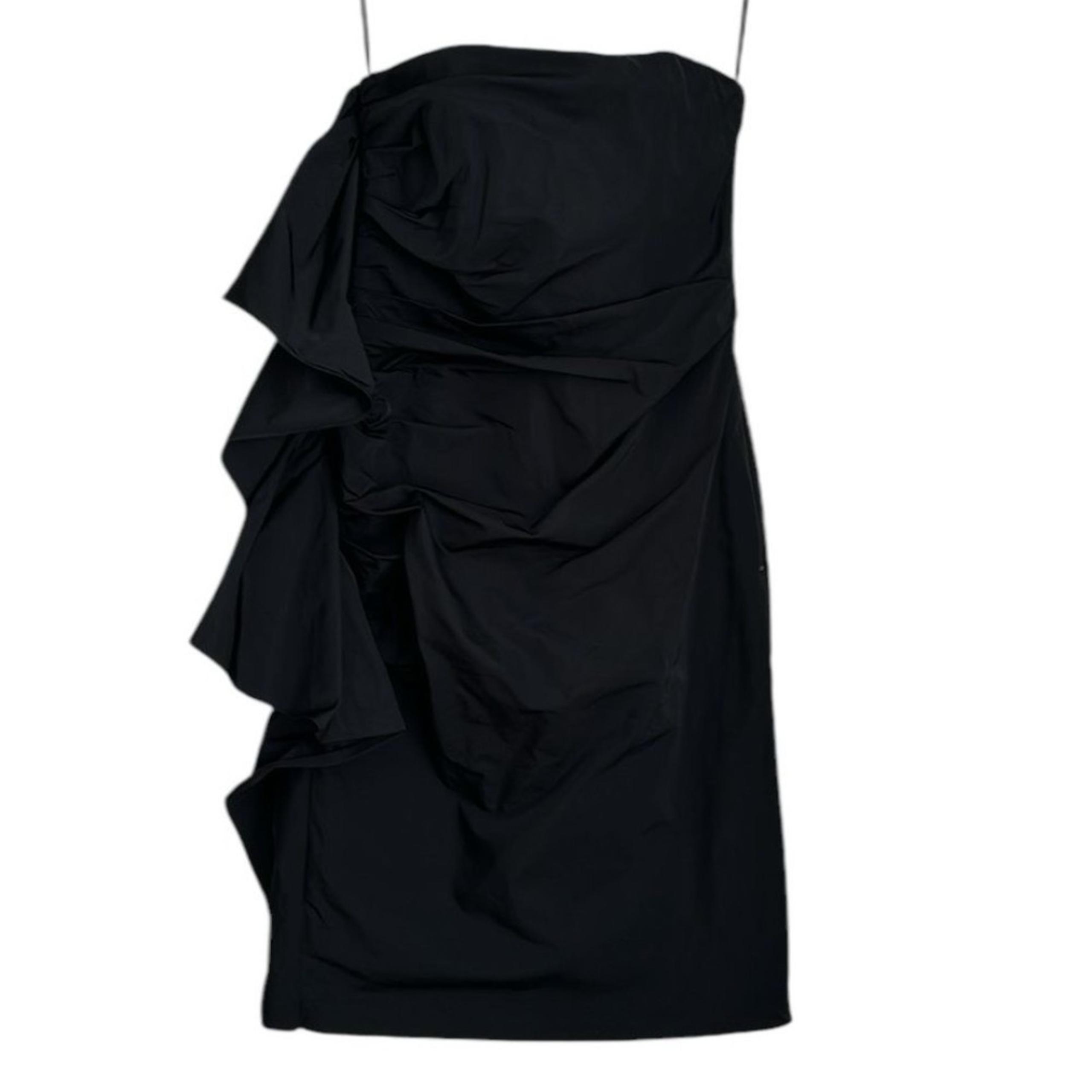 LIDA BADAY Women’s Gathered Strapless Silk Blend Black Cocktail Mini Dress Sz. 4