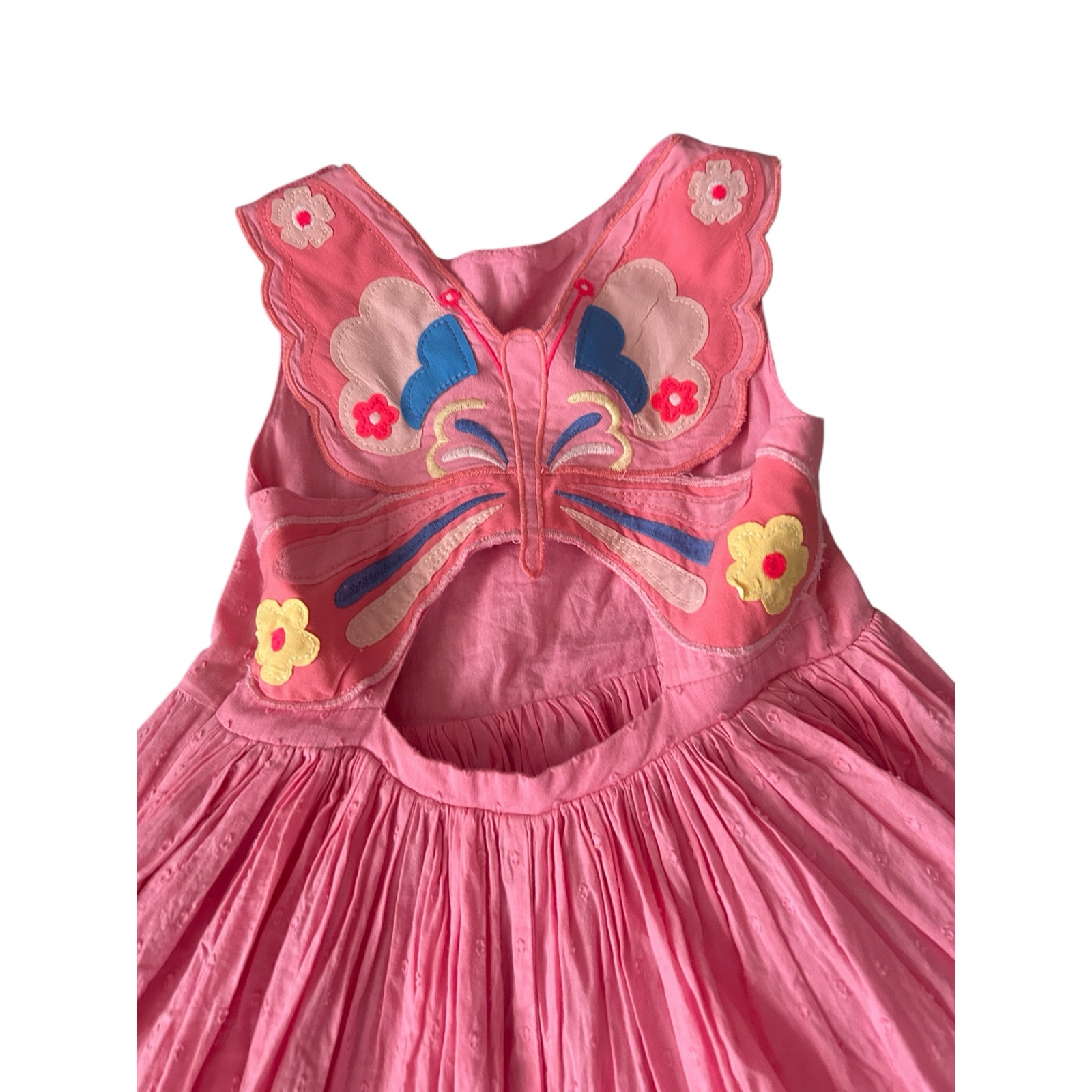 Mini Boden Butterfly cut out Back Dress Pink Lemonade 6 7 lined twirl