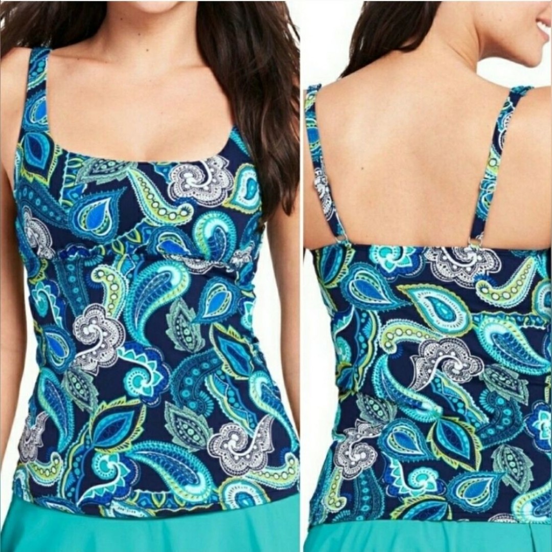 Lands' End Paisley Swim Tankini Women's Swim Top Size 6