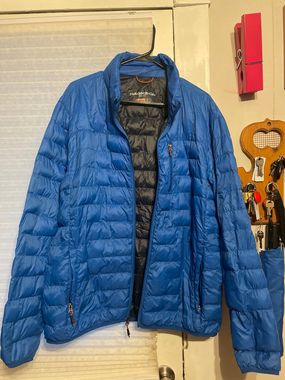 Thin Puffy jacket half duck down half polyester filling size large