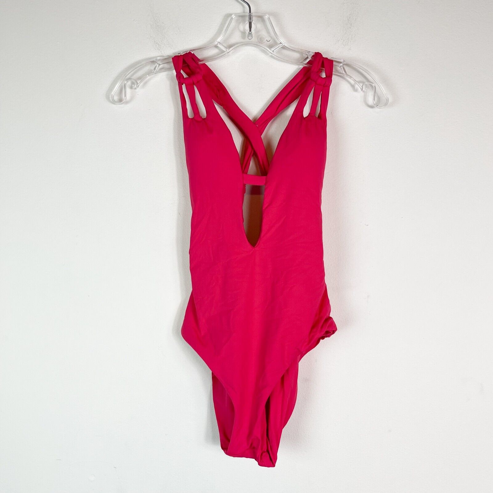 Becca NWOT Code Code Skylar Plunge One Piece Swimsuit Pink Size S