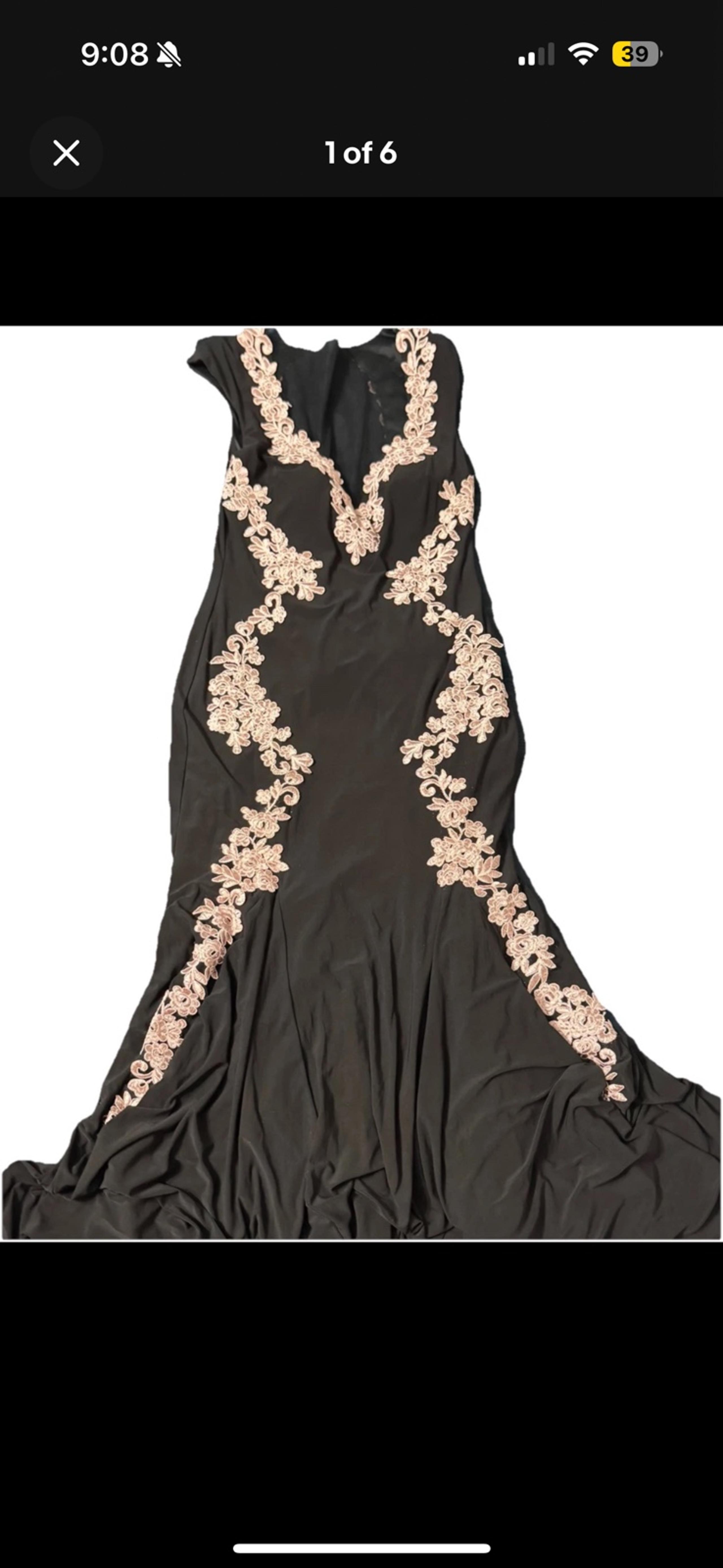 Betsy & Adam prom dress size 12 black with pink flower detailing