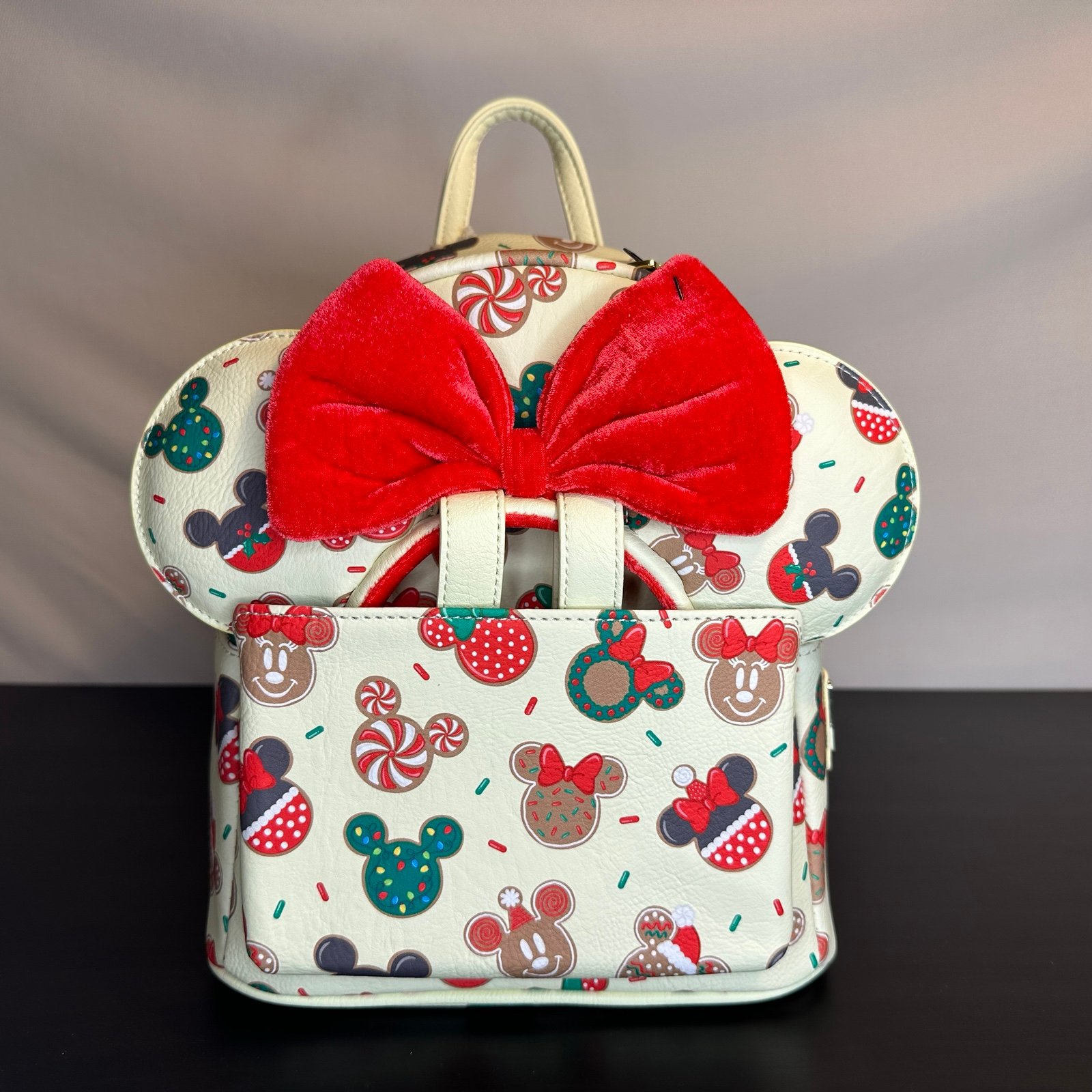 Loungefly Mickey and Minnie Christmas Cookies Mini Backpack with ears