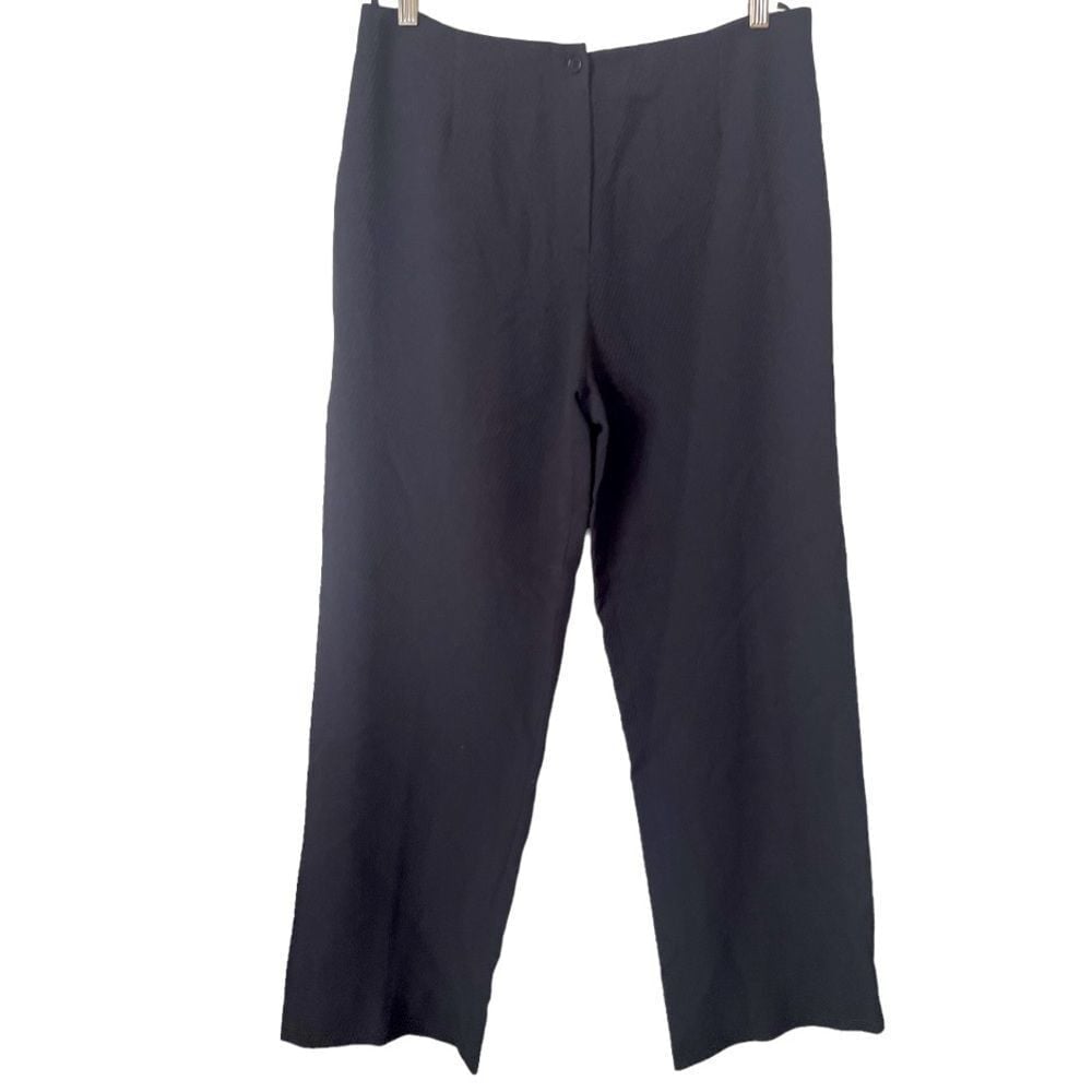 Armani Collezioni Navy Blue Wide Leg Textured Dress Pants 10