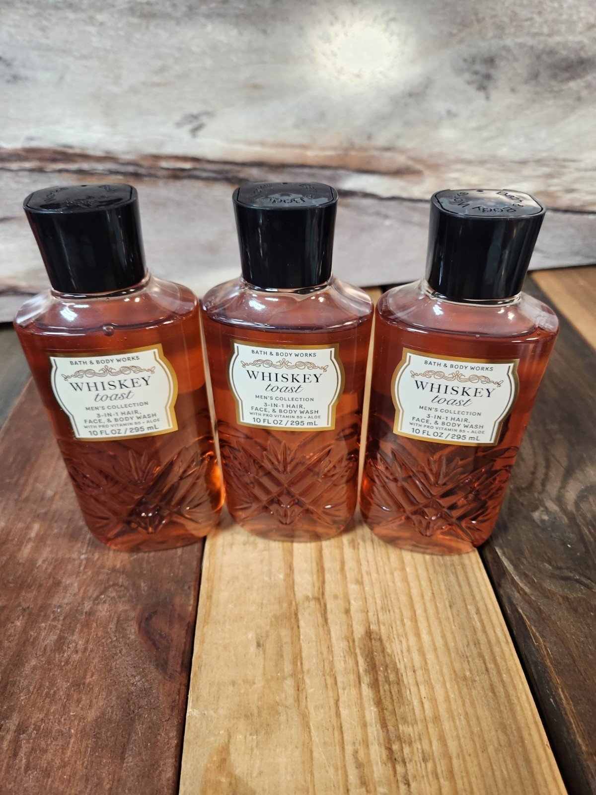 3PK Bath & Body Works Men's Whiskey Toast 3 in 1 Hair Face Body Wash NEW