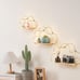 Set of 3 Cloud Shape Floating Shelves with LED Lights Wall Decor,Gold Metal