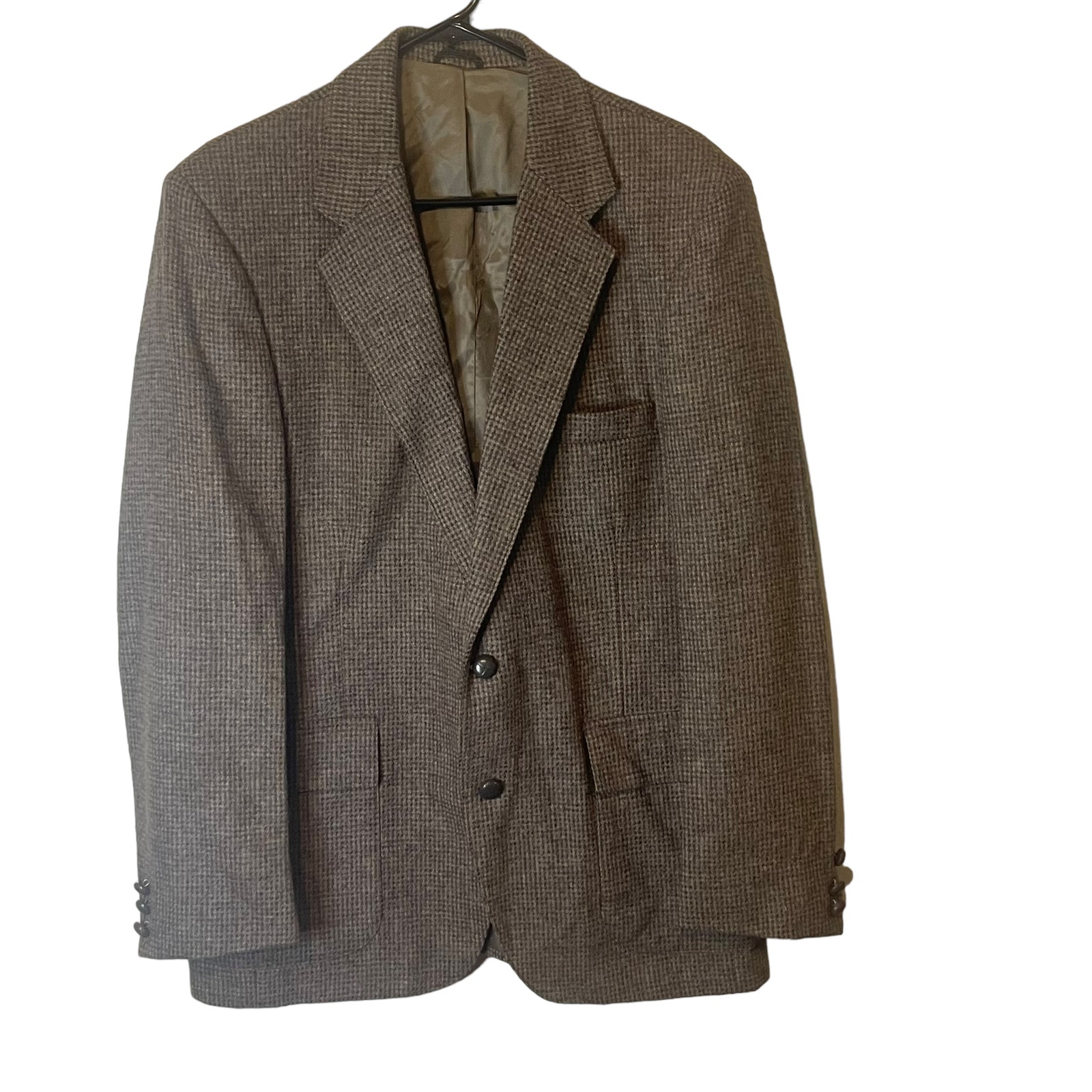 Woff By Farah Men's Size 42R 100% Pure Wool Houndstooth 2 Button Blazer