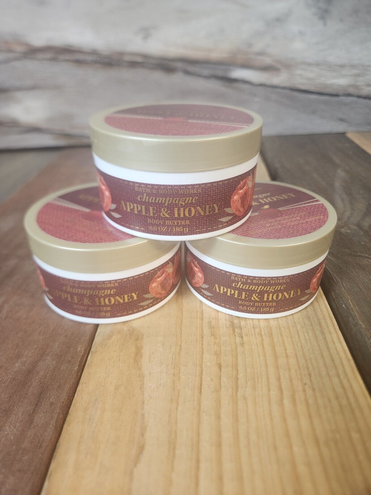 3PK Bath & Body Works Champagne Apple & Honey Body Butter NEW 6.5oz