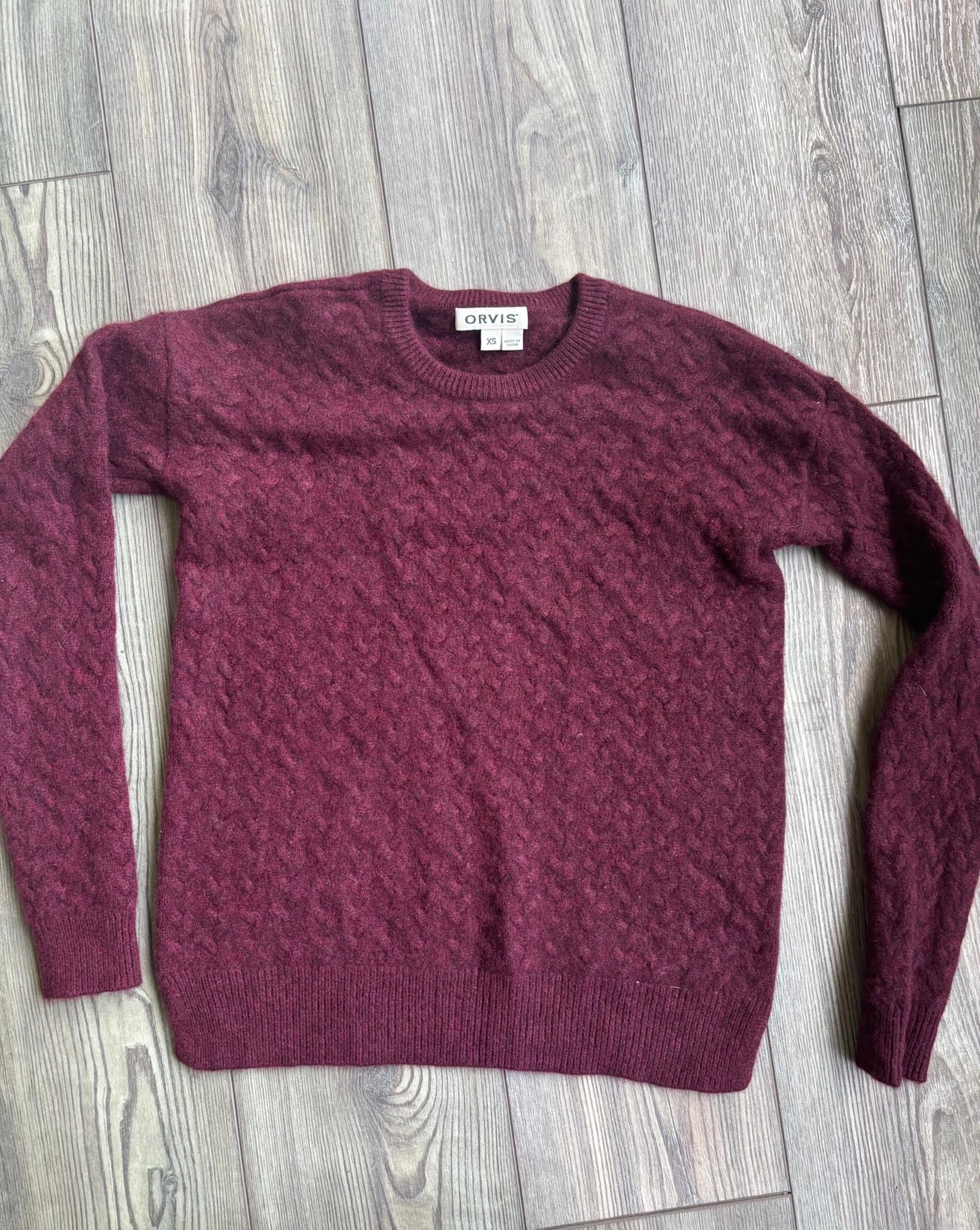 Orvis Women’s 100% Cashmere Maroon Sweater Size XS