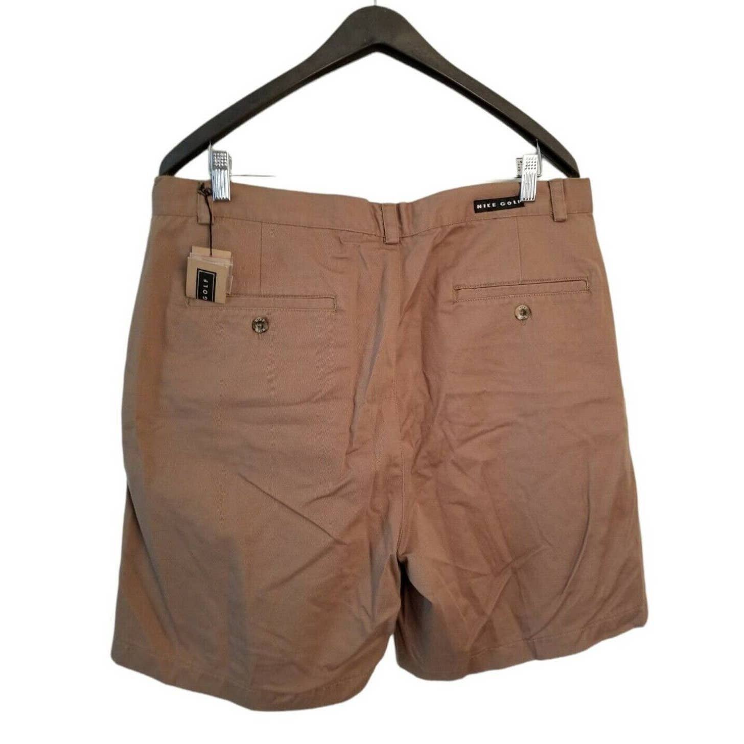 Nike Twill Pleated Brown Golf Men's Shorts 100% Cotton Size 38 in x 7 in