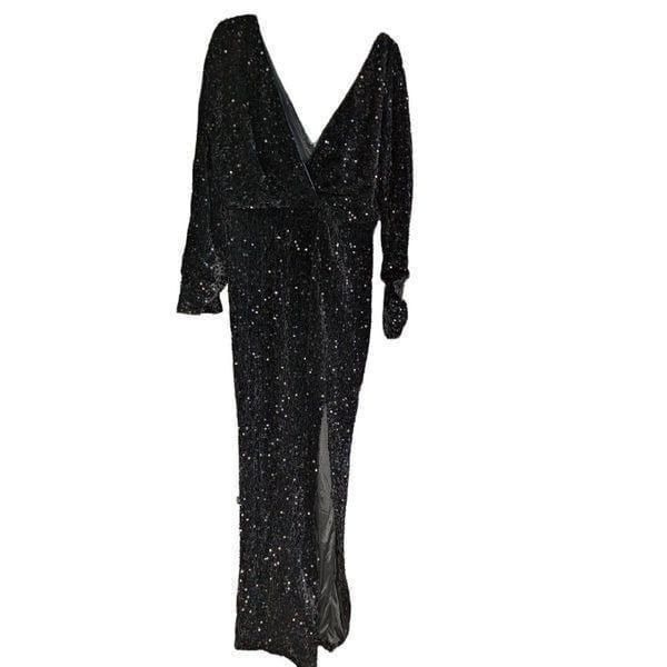 Fashion Nova black sequin gown XL