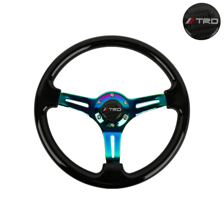 NEW 350mm 14 Universal TRD ABS Racing Steering Wheel Black With Neo Spoke
