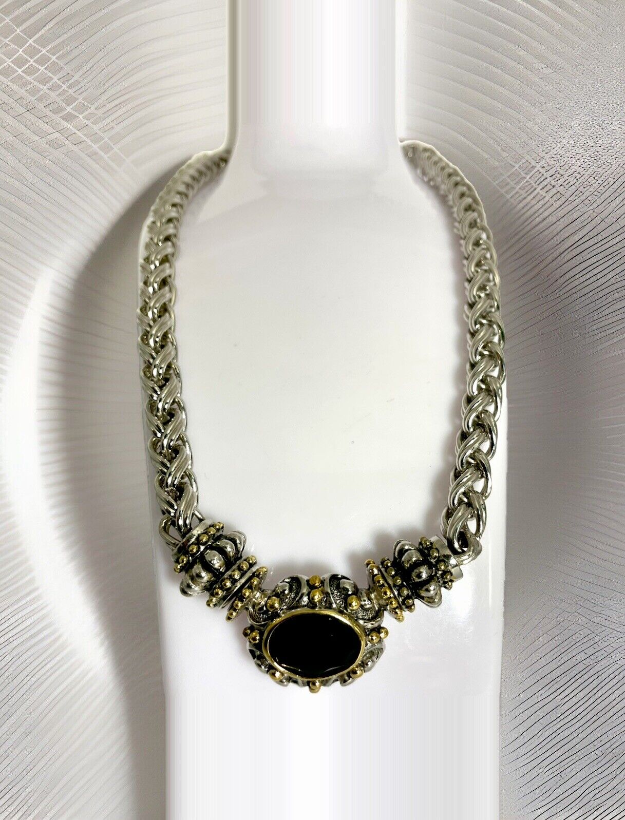 SIGNED RAU KLIKIT NECKLACE WITH LARGE CRYSTAL PENDANT
