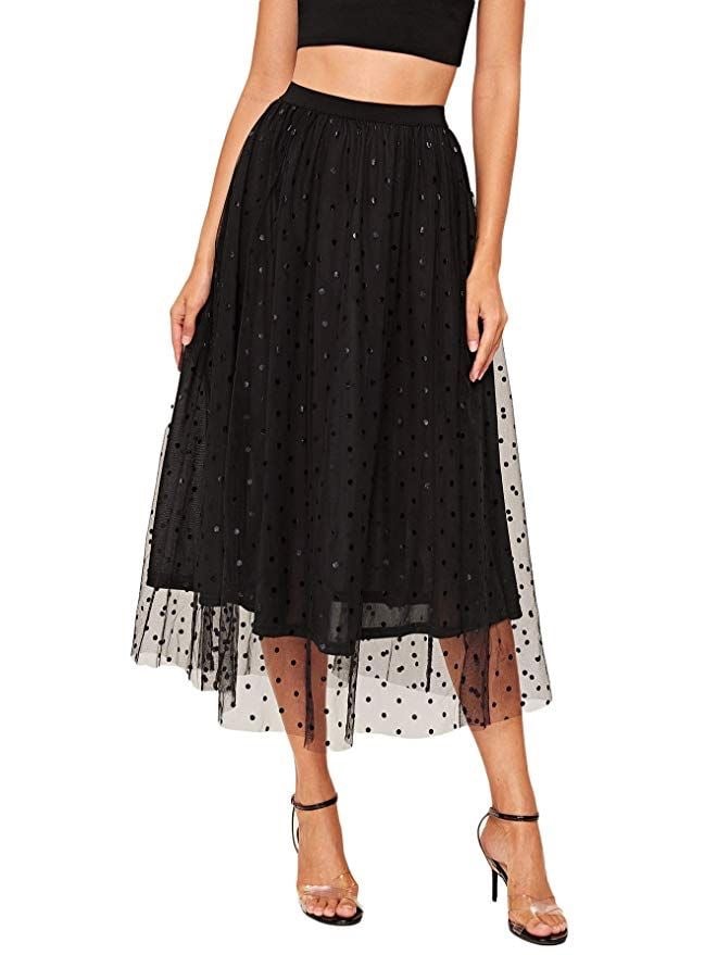 Black high-low tulle skirt