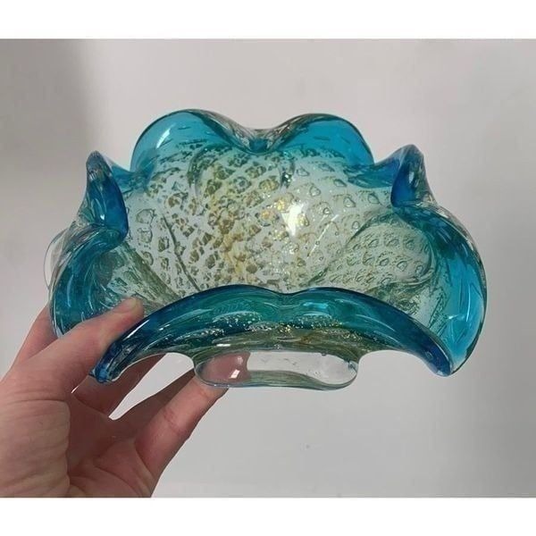 Vintage Italian Art Glass Gold Fleck Bowl