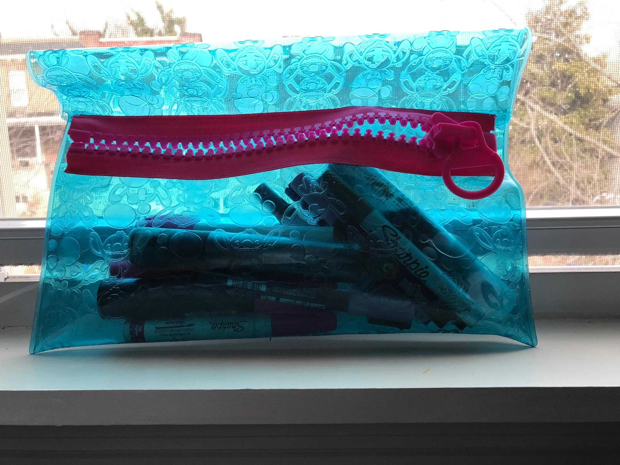 Stitch Disney  giant zipper clutch purse pouch pink blue hot topic