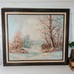 Vintage Winter Scene Painting on Canvas Framed Wall Hanging | Gallery Wall
