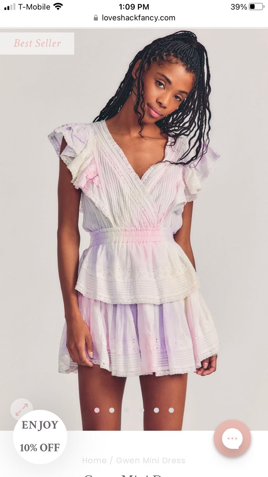 Loveshackfancy Gwen ruffle mini dress tie dye XS