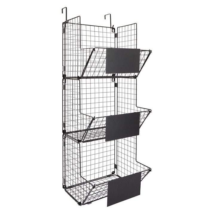 3-Tier Metal Wire Hanging Basket Organizer, Kitchen Storage, Black, 11.7x32x12