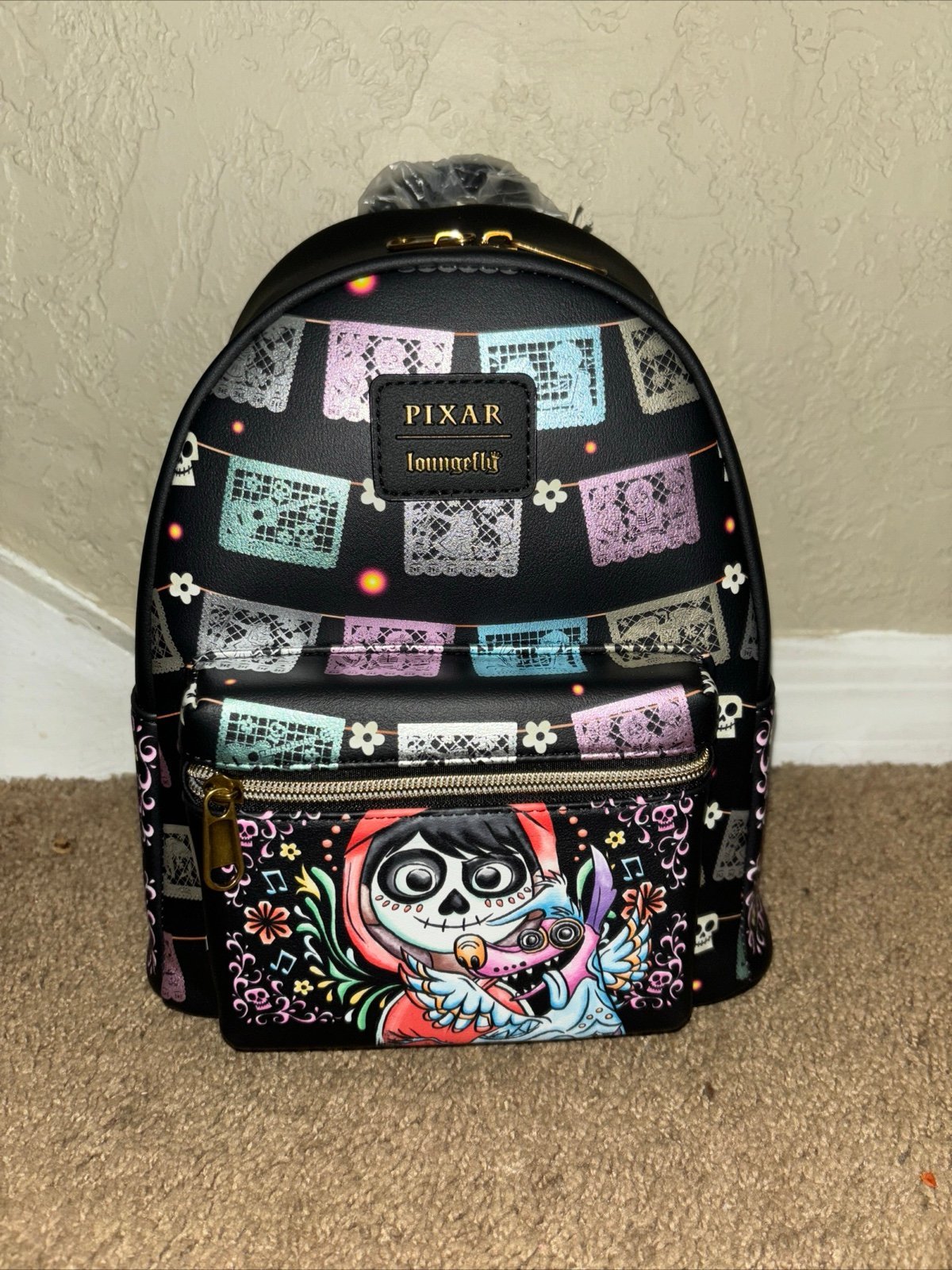 Loungefly Disney Pixar Coco Mini Backpack Bag Hector Miguel Papel Picado Dante