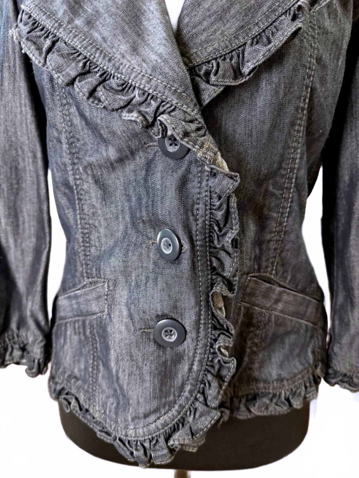 NWOT Anthropologie Cidra Ruffle Jacket-Size 8-Medium Denim