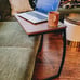 C-Shaped Couch Table for Sofa Laptop Light Grey