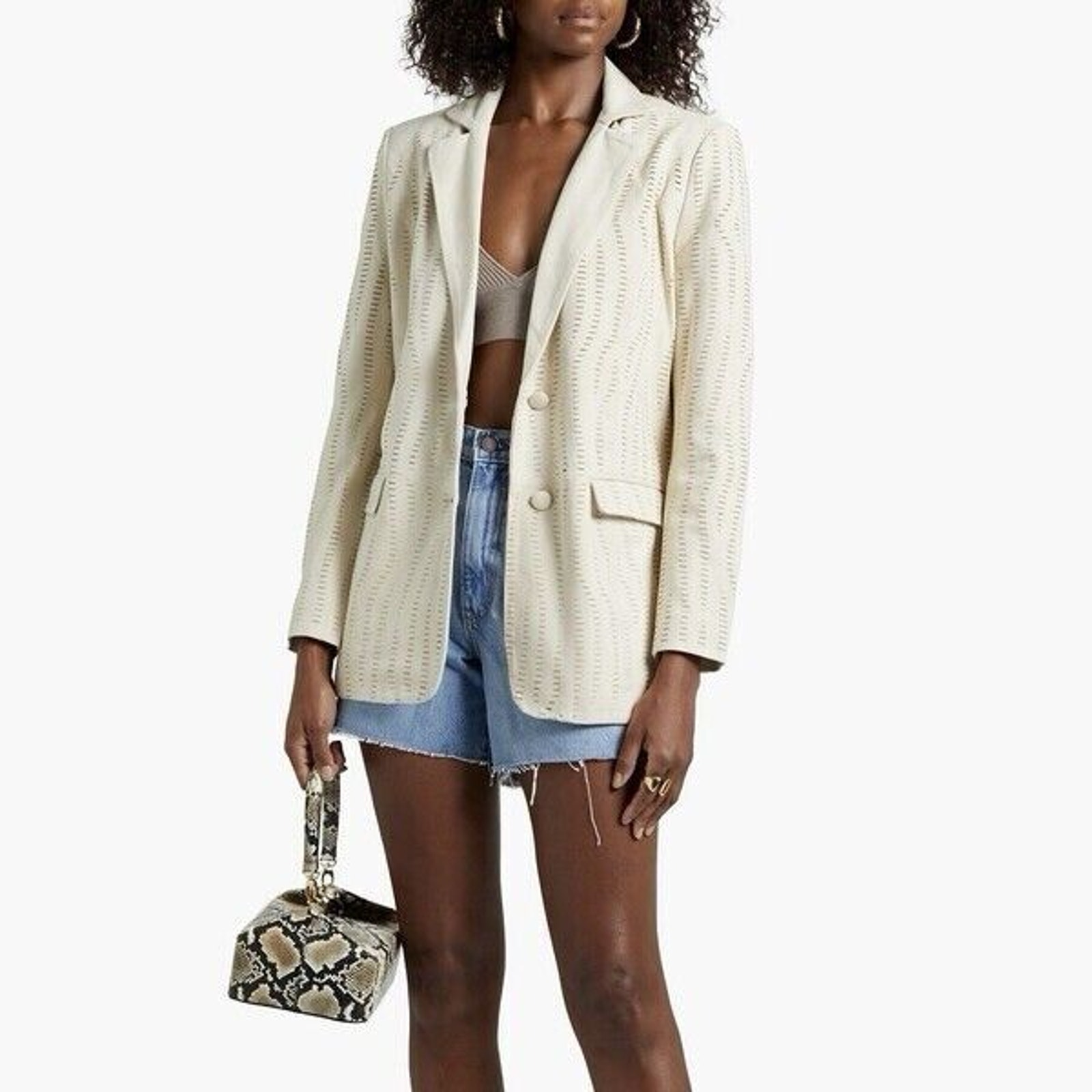 Retrofete Women's Natural Laser Cut Suede Blazer Size S