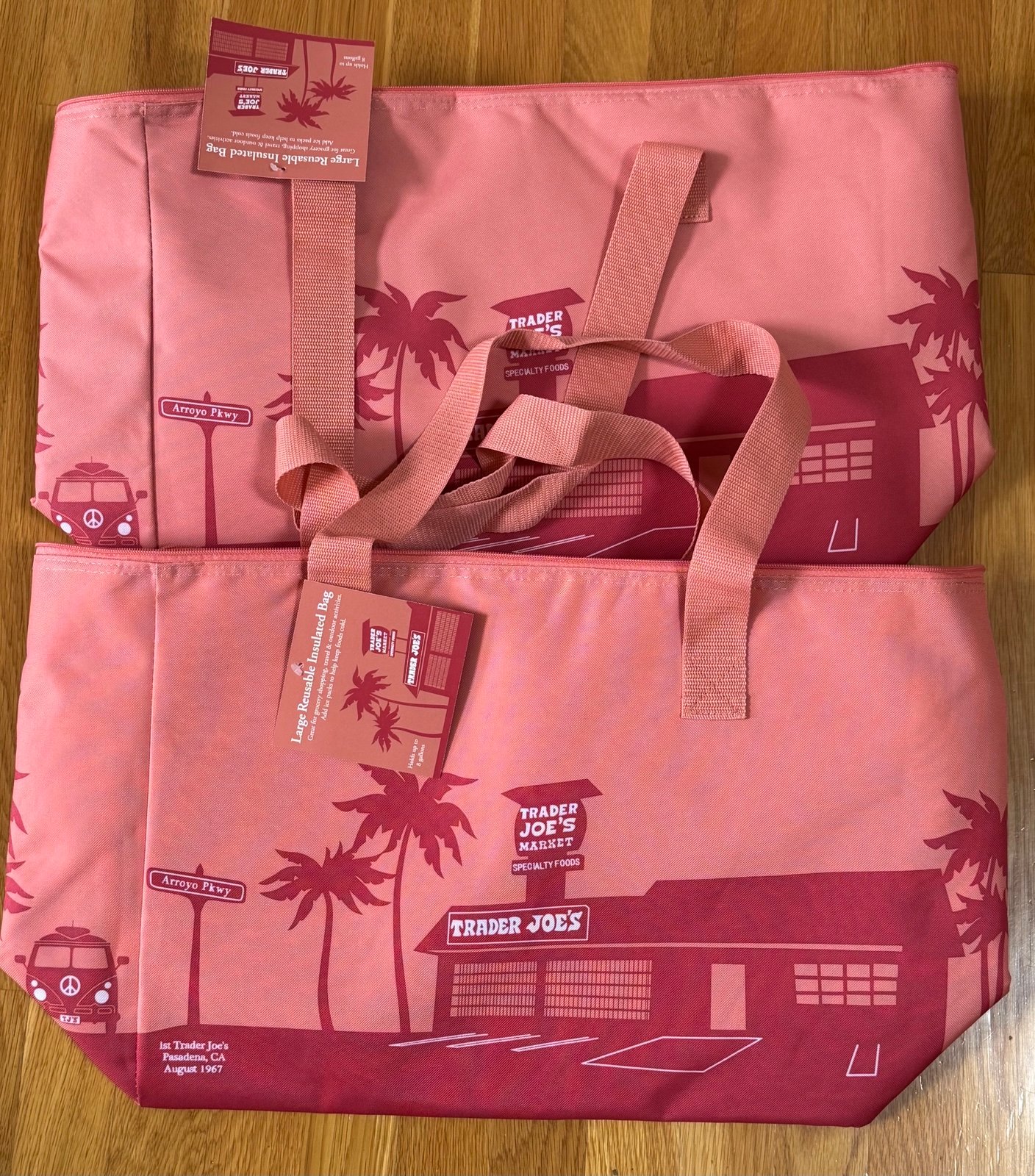 Bundle 2 of NWT Trader Joes Large Peach Insulated Cooler Bag