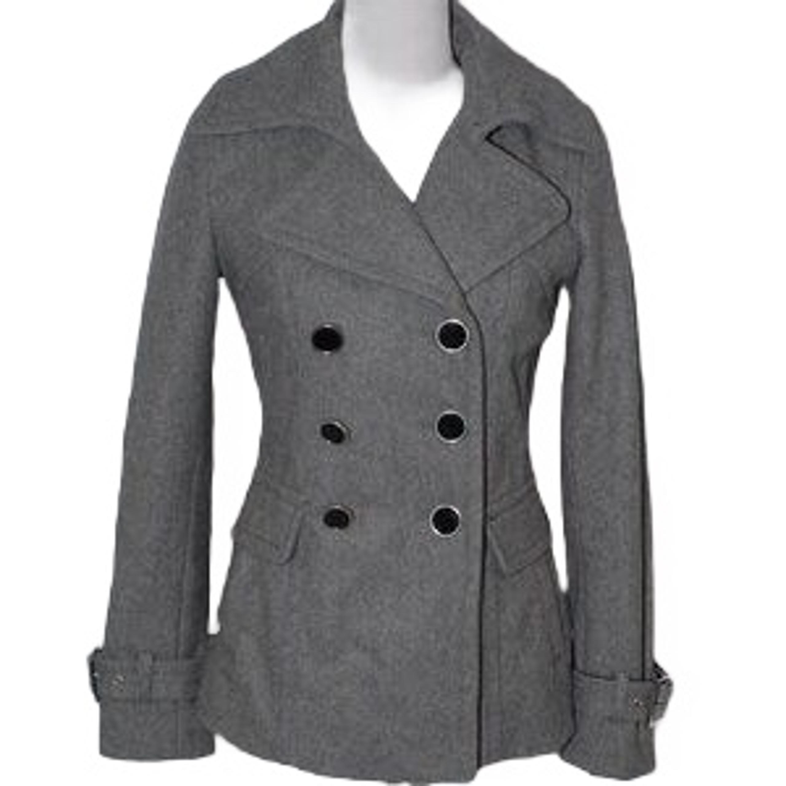 Women's Express Small Silver Gray Wool Blend Double Breasted Peacoat Size Medium