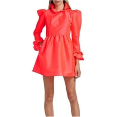 Batsheva Neon Pink Mini Long Sleeve Dress Size 6 Retails 400