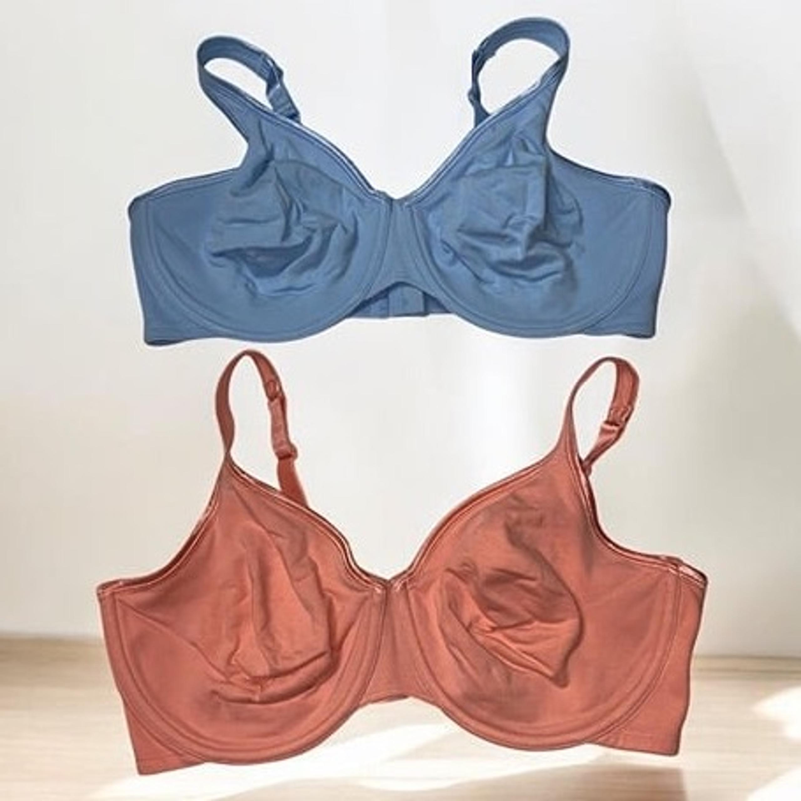 playtex underwire bras 44D wide back strap lined cups set of 2 blue & pink
