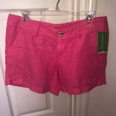 LILLY PULITZER CALLA SHORT 100% LINEN PINK 8