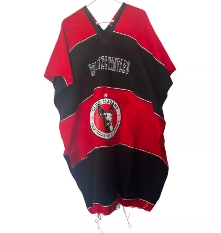 Xolos Tijuana Xoloitzcuintles Poncho Sweater Soccer Mexico Liga MX Red Black