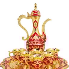 Vintage Turkish Coffee Pot with 6 Coffee Cups