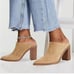 FOWT Camel Pointed Toe Slip On Mules Stacked Block High Heel Sandal Comfortable