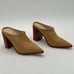 FOWT Camel Pointed Toe Slip On Mules Stacked Block High Heel Sandal Comfortable