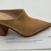 FOWT Camel Pointed Toe Slip On Mules Stacked Block High Heel Sandal Comfortable