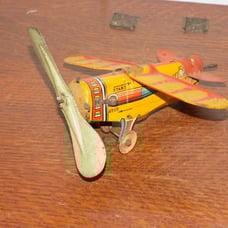 Vintage Sky Ranger Tin Wind Up Airplane Unique Art Toy Part