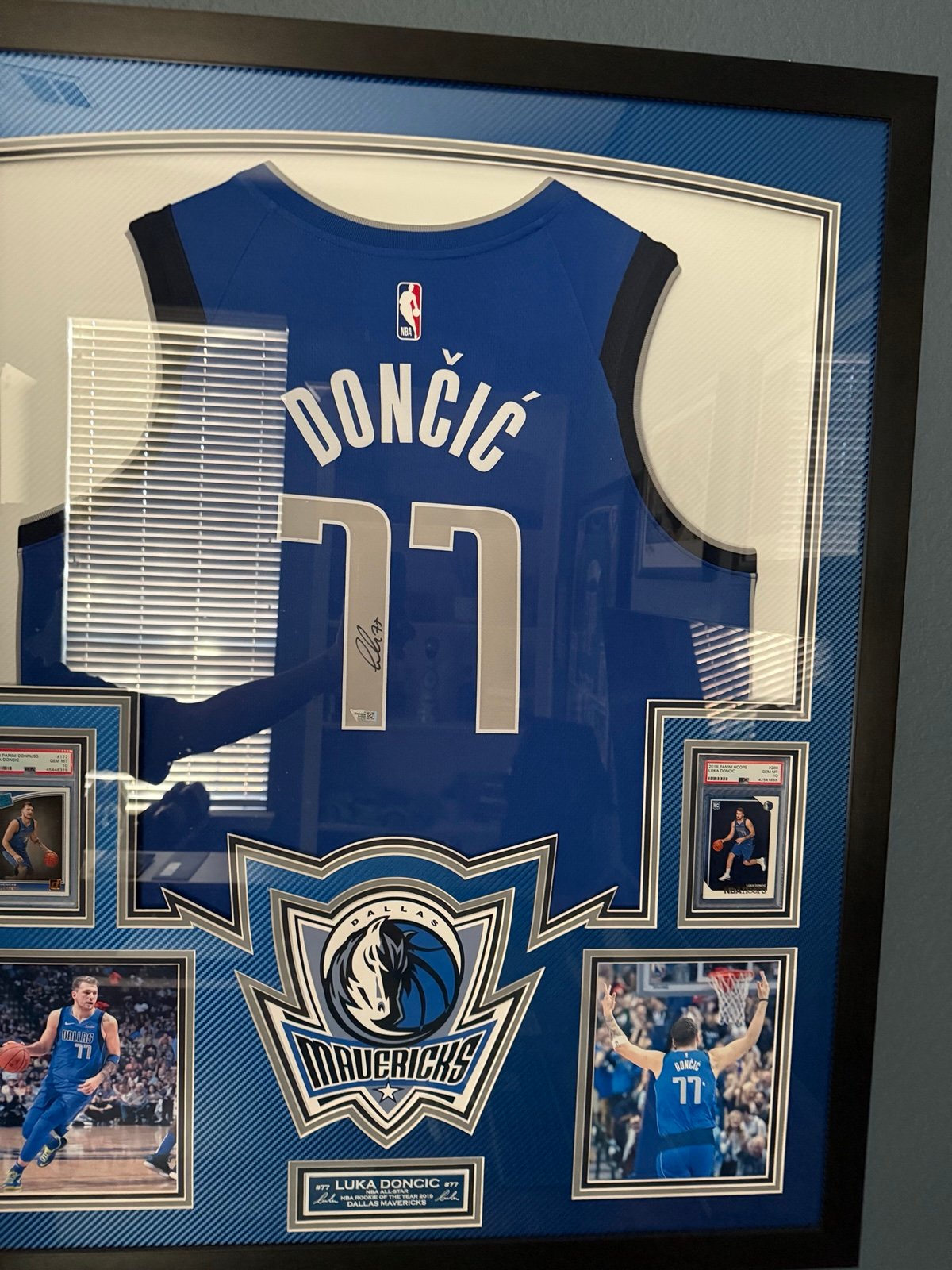 Luka Doncic Signed & Framed Mavericks LED Backlit FANATICS Jersey w/ PSA 10 card