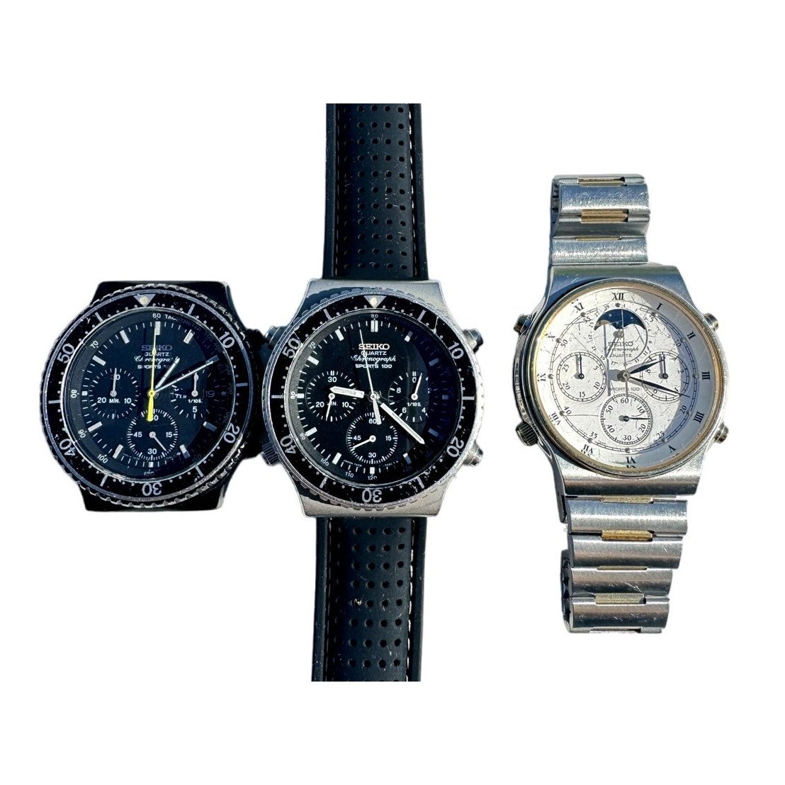 Lot of 3 - Seiko 7a Watches 7a28 7a38 7a48 speedmaster moonphase chronograph