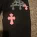 Chrome heart pink and checkered cross patch fleurknee jeans