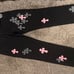 Chrome heart pink and checkered cross patch fleurknee jeans