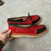 ADIEU LOAFERS SIZE 43. Red and black leather suede