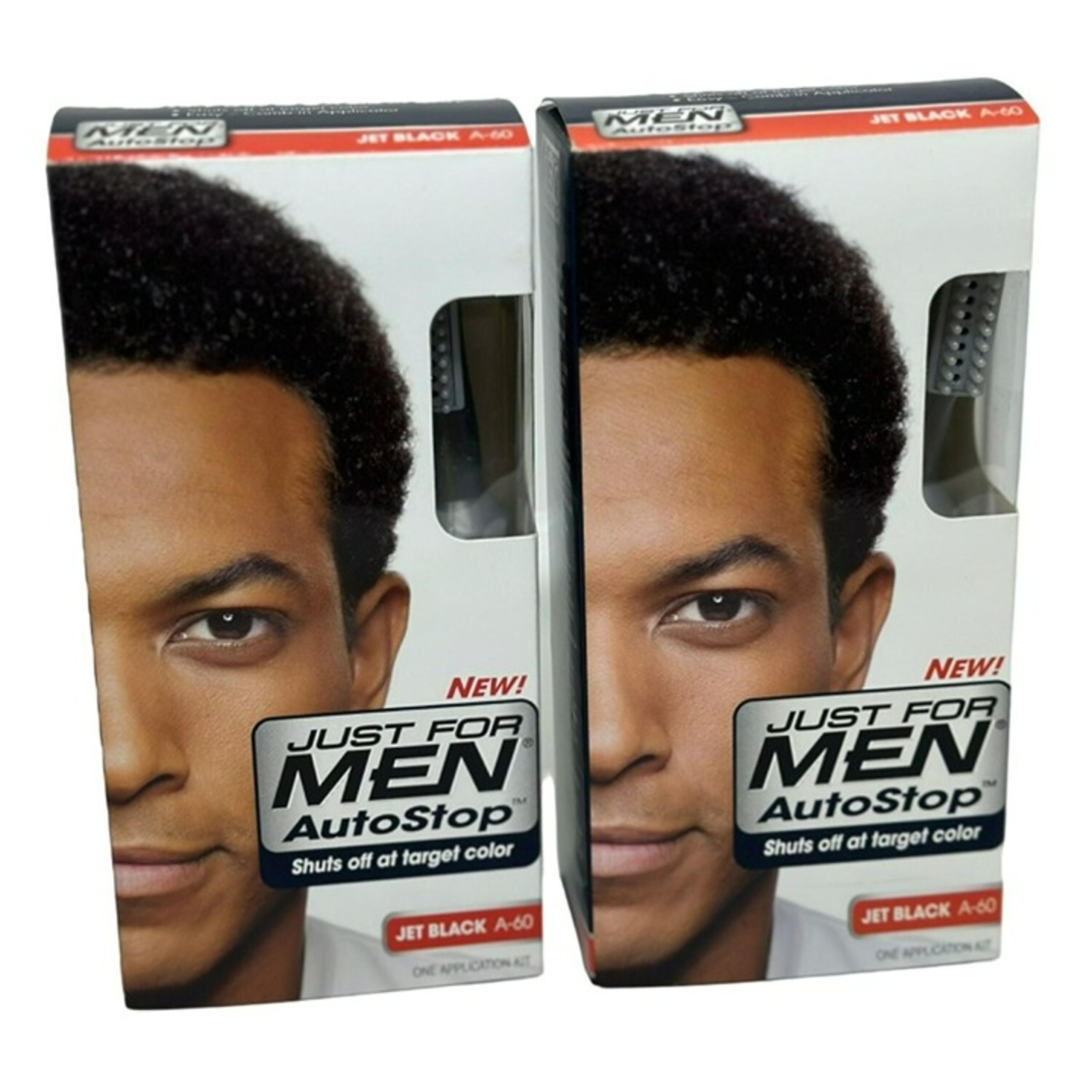 NEW Just For Men AutoStop Mens Easy Comb-In Hair Color Jet Black A-60 Pack of 2