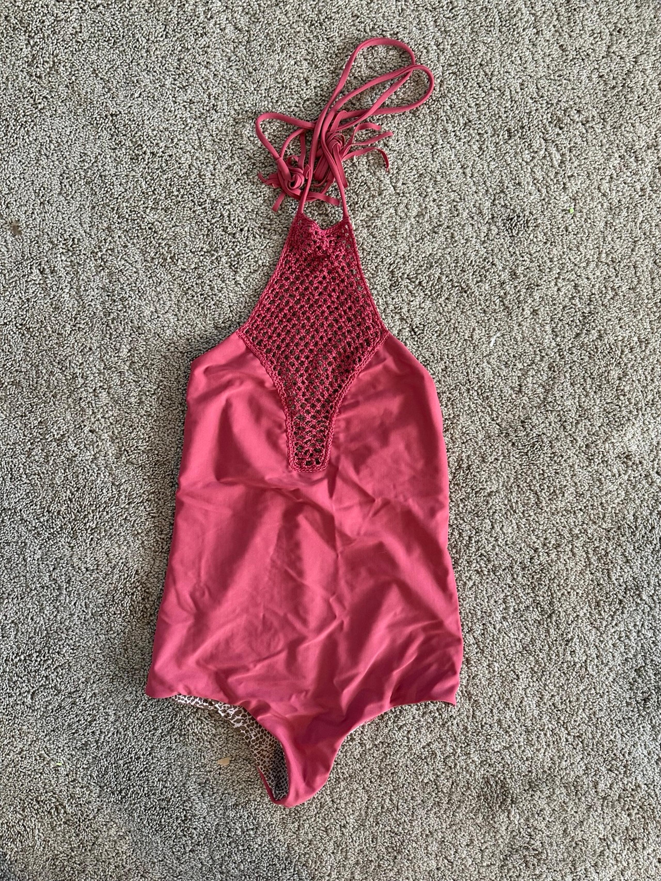 Acacia Swimwear Teahupoo Crochet Halter One Piece Medium