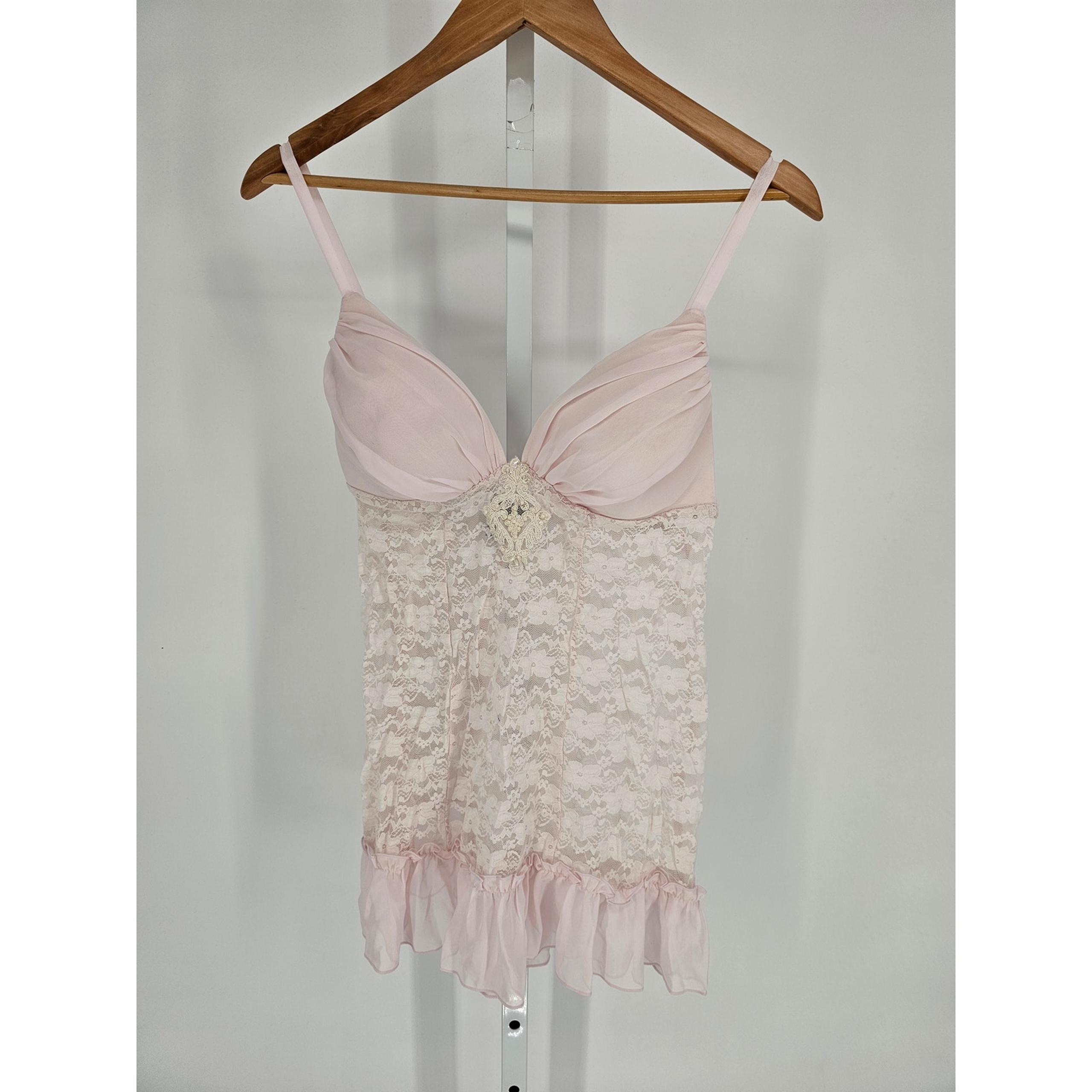 Apt 9 Intimates Womens Sz M Light Pink Babydoll Nightie Nightgown Lace