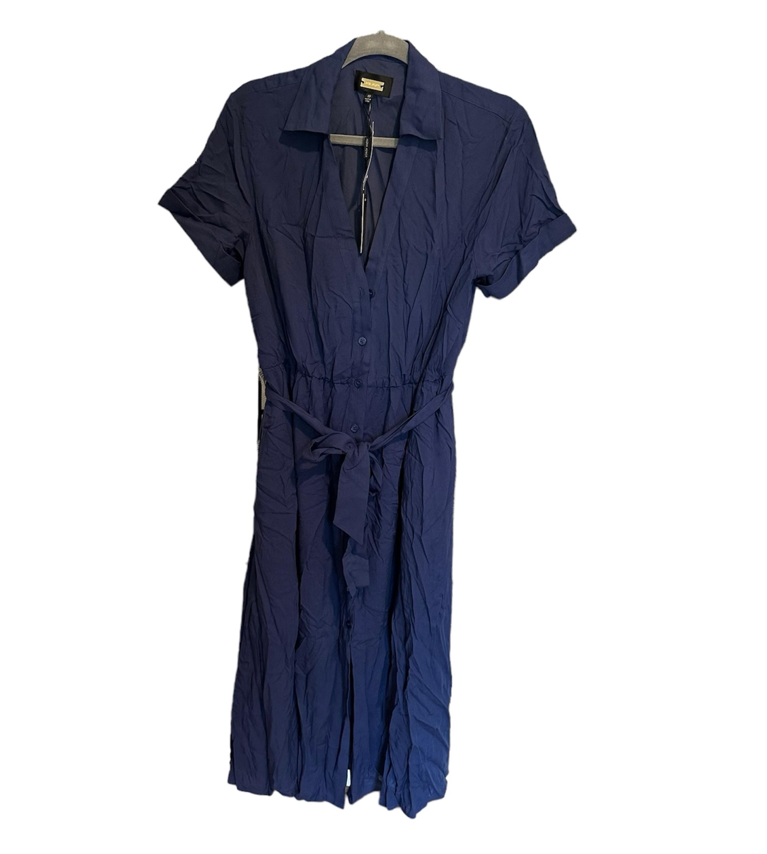NWT navy blue button down lose summer dress midi Alexia Admor size 10